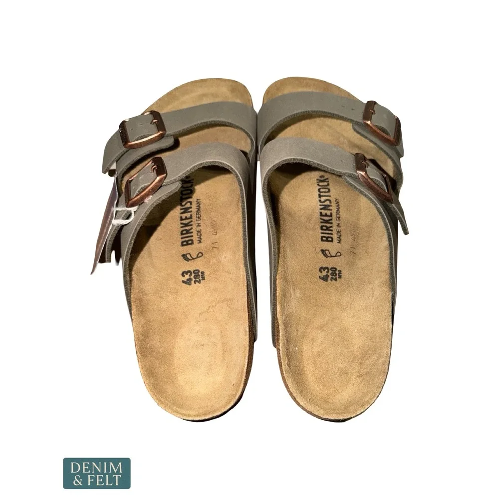 NEW Birkenstock Arizona Stone Birko-Flor Sandals EU 43 US Men 10 Women 12